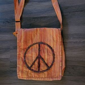 Orange Peace Sign Crossbody Bag